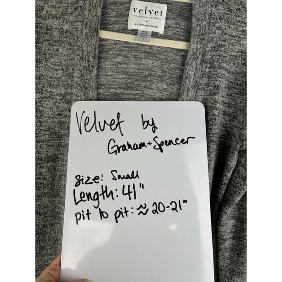Velvet By Graham Spencer Cardigan Womens Sm Gray Heathered Duster Long Line Open - Picture 16 of 16
